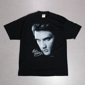 VTG 2001 Elvis Presley Portrait Signature Alstyle Red Bar Black TShirt XL USA